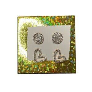 ✅Cubic zircon hearts & circle shape earrings. Post backing. 💎💎